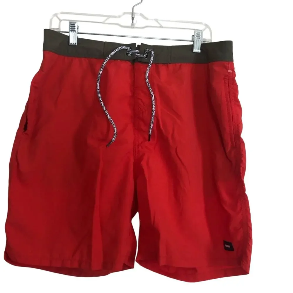 Globe Men's Every Swell Red Black Swim Surf Water Sports Boardshort Shorts